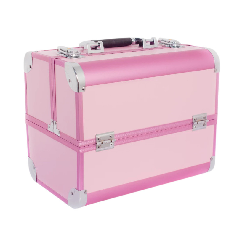  Maletas de maquillaje para maquillaje, maleta de viaje, caja de  almacenamiento de cosméticos, color rosa, retro, profesional, caja de  transporte para ruedas (color: rosa, tamaño: 13.8 x 9.4 x 18.7 in) 
